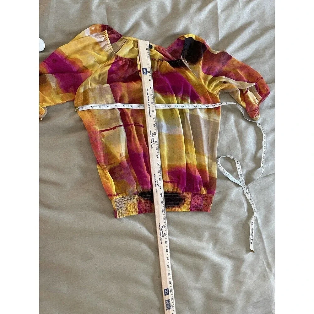 Alfani Women's Multicolor Abstract Round Neck Long Sleeve Pullover Sheer Top 8P - Picture 7 of 7